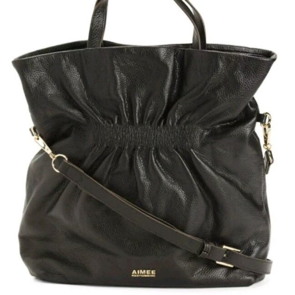 AIMEE KESTENBERG New 5th Avenue TOTE Shoulder Handbag Purse Leather BLACK